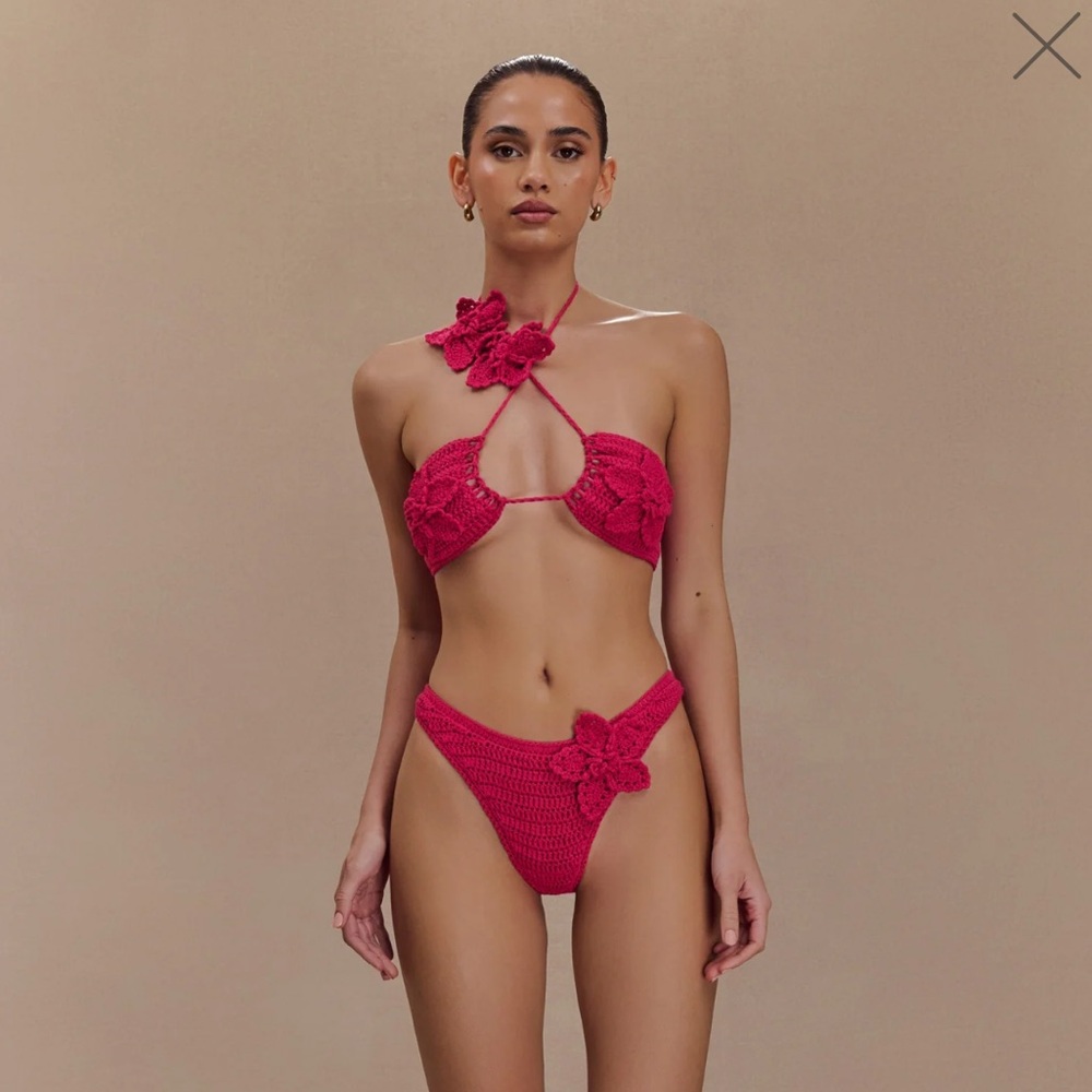Meshki Bold Pink Crochet Bikini Set